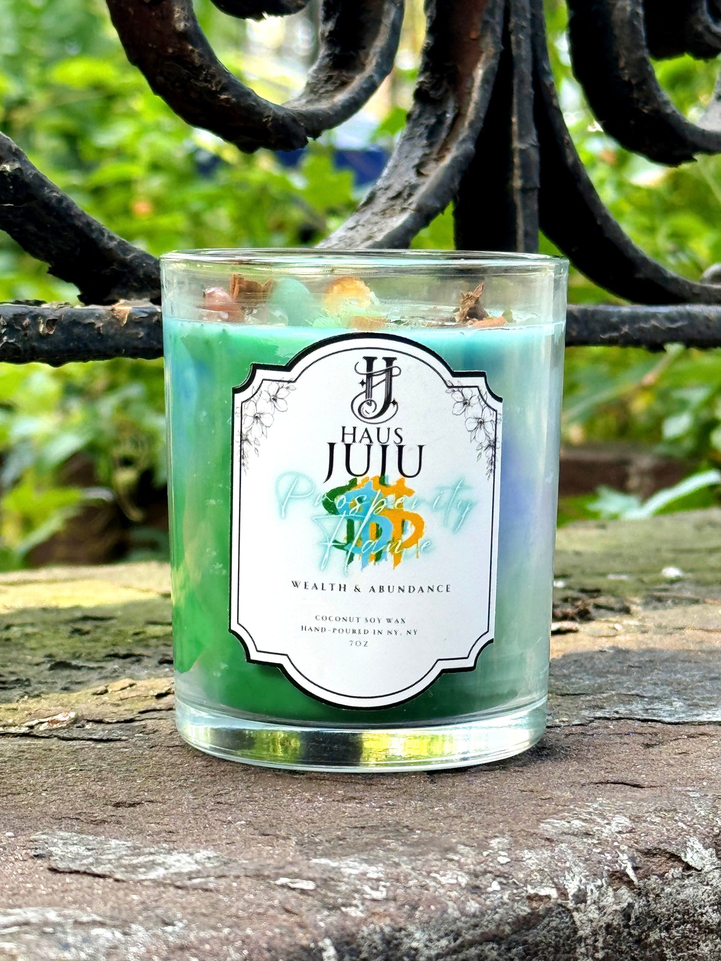 Prosperity Flame | Intentional Crystal Candle | Wealth & Abundance| Money Flow | Coconut Soy Wax