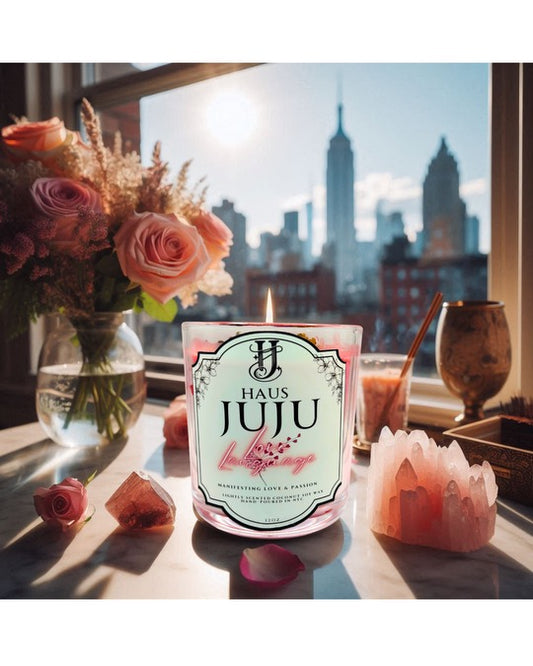 Love Language |12 oz Intentional Crystal Candles | Manifesting Love & Passion | Coconut Soy