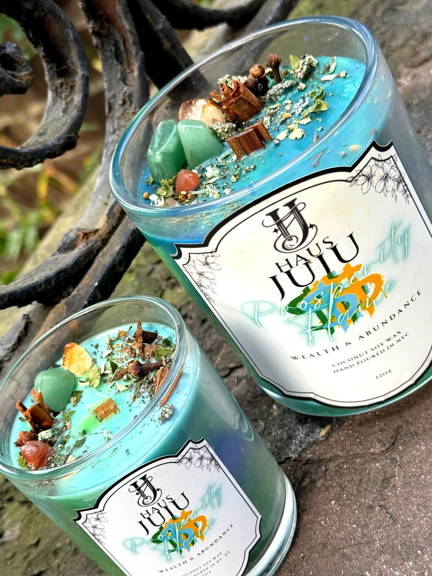 Prosperity Flame | Intentional Crystal Candle | Wealth & Abundance| Money Flow | Coconut Soy Wax